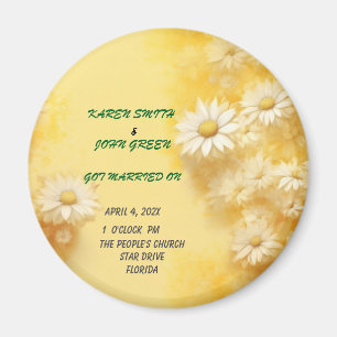 Íman Favor de casamento magnético floral amarelo