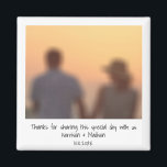 Íman Favor de casamento personalizado de nomes de fotos<br><div class="desc">Nomes de fotos instantâneas retrorados data excelente personalizado de casamento,  favor de imã,  para casais,  família ou apenas para você,  selecione um imã de fotos</div>