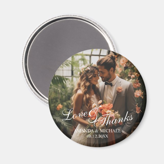 Íman 'Favor de Casamento Personalizado de Obrigados e A (Front/Back)