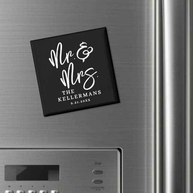 Íman Favor de Casamento Preto Personalizado (Personalized Black Wedding Favor Magnet )