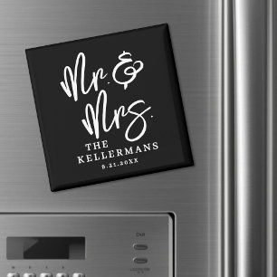 Íman Favor de Casamento Preto Personalizado