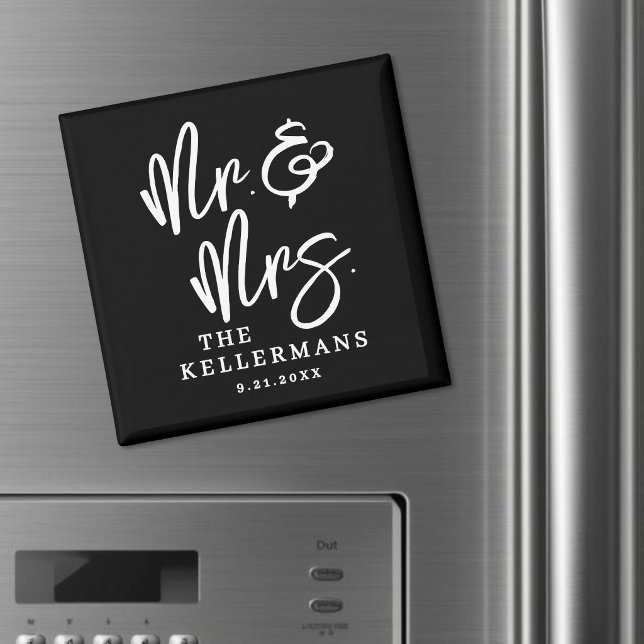 Íman Favor de Casamento Preto Personalizado (Personalized Black Wedding Favor Magnet )