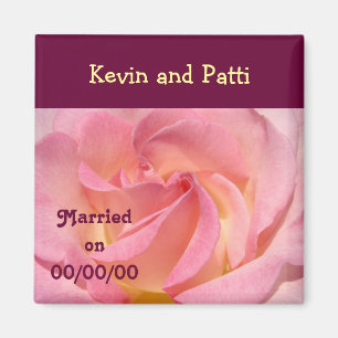 Íman Favor de Casamento Rosa Pink Casados na Data perso