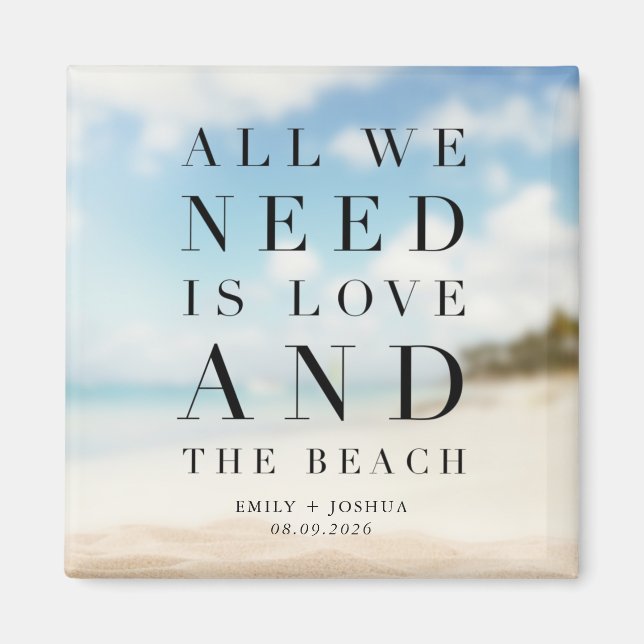Íman Favor de Casamento Simples na Praia (Frente)