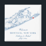 Íman Favor do Casamento de Destino de Hamptons Montauk<br><div class="desc">Encomenda rápida e fácil! Este anúncio de casamento de destino Montauk é perfeito para incluir com boas-vindas malas para seus convidados de casamento de destino Hamptons, ou personalizá-los para sua festa de casamento. O coração está sobre Montauk, mas você pode mover o coração clicando em "Editar usando a ferramenta design"...</div>