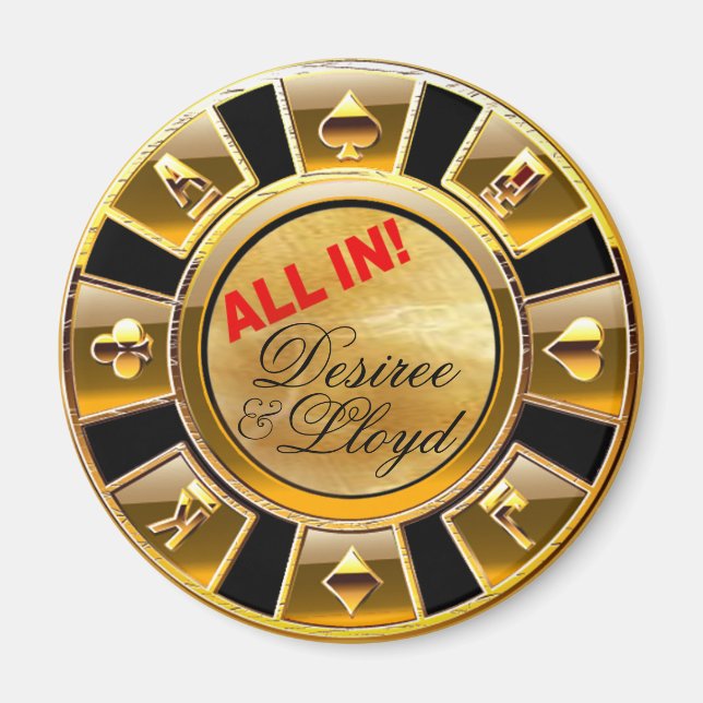 Íman Favor do Magnet do Casino Chip Dourado de Las Vega (Frente)