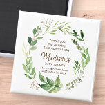 Íman Favor do Partido do Chá de fraldas Greenery da Wat<br><div class="desc">O design é composto por folhas de cor verde-aquosa folhas de folhagem Disponível aqui: http://www.zazzle.com/store/selectpartysupplies</div>
