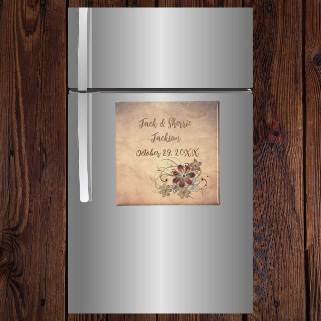 Íman Favorecer Casamento De Magnet Com Nome E Data Flor (Criador carregado)