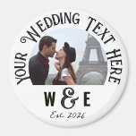Íman Favoritos de Casamento de Imã de geladeira de Text<br><div class="desc">Favoritos de casamento da modelo ROUND Foto de Imã de geladeira de da VINTAGEM TRADICIONAL, impressos personalizados. Modelo personalizado na frente da imã de geladeira fotográfica, disponível em 3 tamanhos: 1, 25", 2, 25" e 3" de diâmetro. TEXTO SUPERIOR - declaração de casamento principal. Substitua a IMAGEM pelo seu casal...</div>