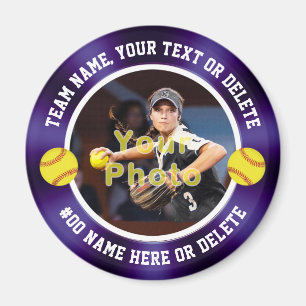 Íman Favoritos para festas brancos e roxos, de Softball