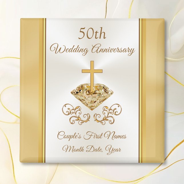 Íman Favoritos para festas do 50º Aniversário do Casame (50 year anniversary party favors. Cheap Personalized, giveaways for golden wedding anniversary.)