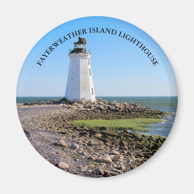 Íman Fayerweather Island Lighthouse CT Round Magnet (Frente)