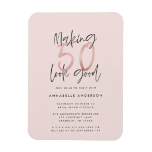 Íman Fazer 50 é um bom aniversário brilhante rosa-cin