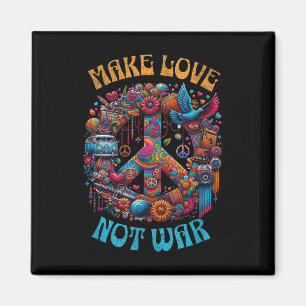 Íman Fazer Amor Não Guerra - Hippie Retro Peace Sig dos