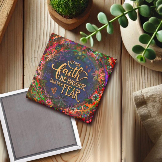 Íman Fé maior que o medo Inspirividade Bonito Floral (Criador carregado)