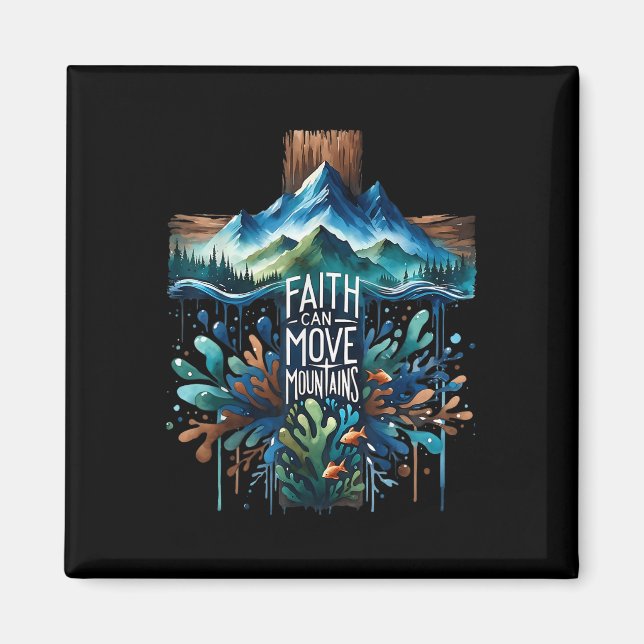 Íman Fé Pode Mover Montanhas Cruz Deus Religioso Cristo (Frente)