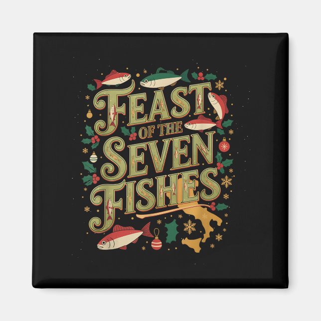 Íman Feast Of The Seven Fishes Festive Italian Holiday  (Frente)