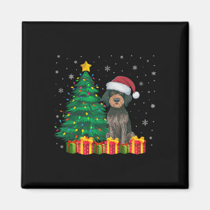 Íman Febre alemã Wirehaired Pointer Santa Hat Natal