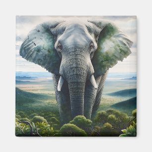 Íman Feche a face elefante, presas, tronco