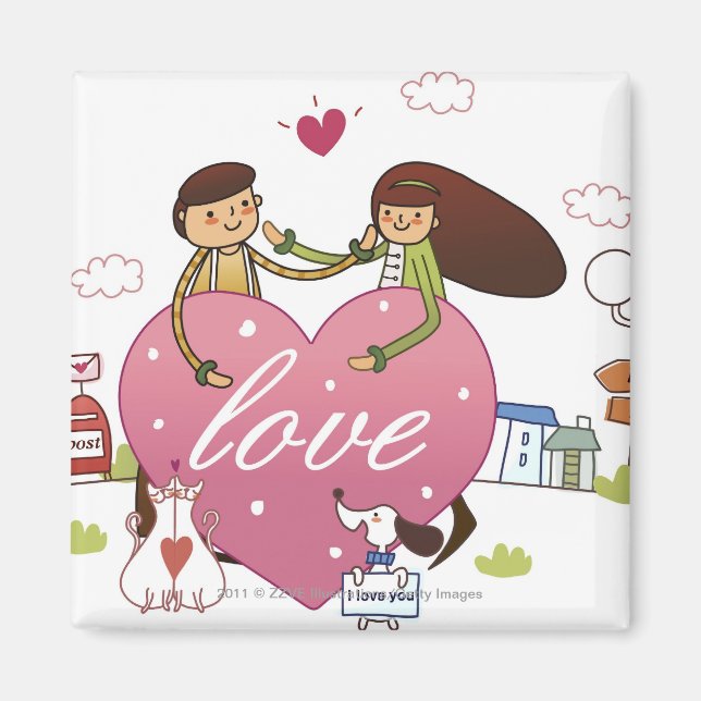 Íman Fecho de um casal com forma cardíaca (Frente)