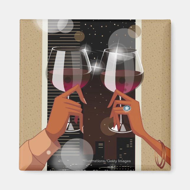 Íman Fecho de um casal com óculos de vinho (Frente)