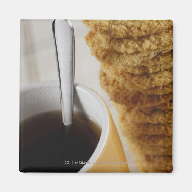 Íman Fecho de uma xícara de café com biscoitos (Frente)