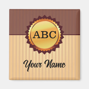 Íman Fecho Dourado com Iniciais e Nome Personalizado