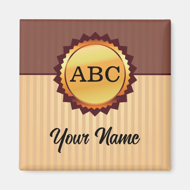 Íman Fecho Dourado com Iniciais e Nome Personalizado (Frente)