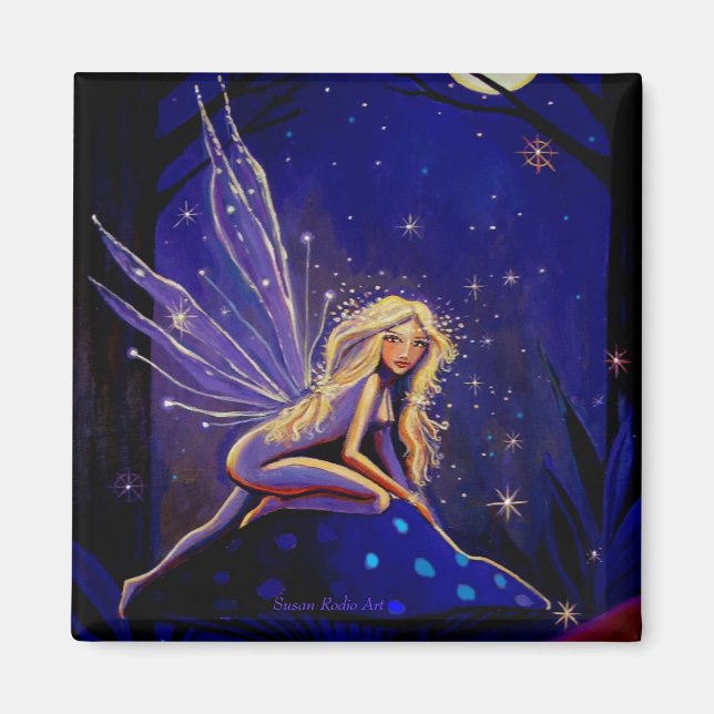 Íman Feira de Lua Mágica - Magneta de Arte Fada (Frente)