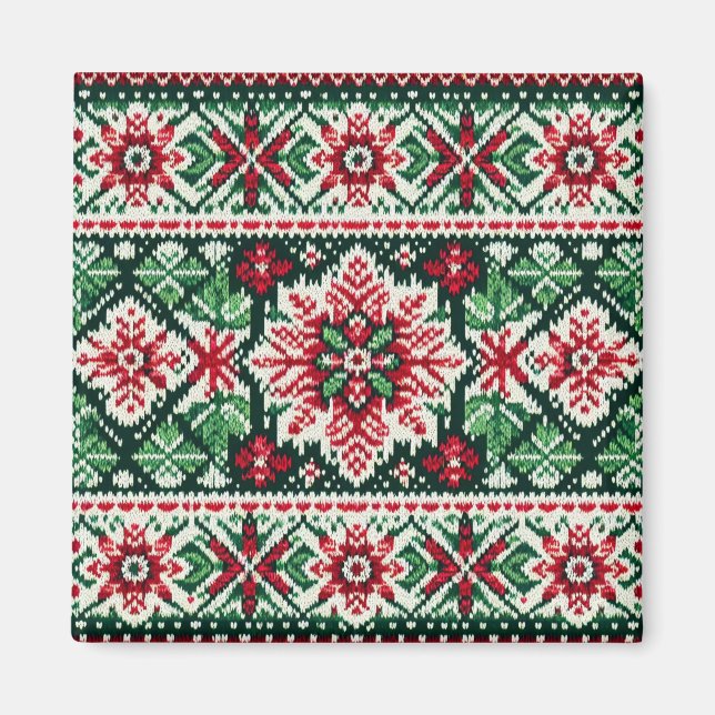 Íman Feira de Natal/Inverno vermelha e verde (Frente)