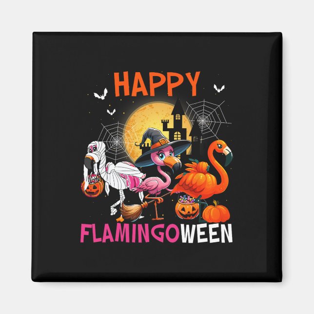 Íman Feiticeira Flamingo, Cor-de-rosa, do Halloween (Frente)
