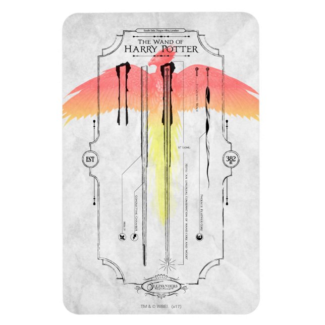 Íman Feitiços de Harry Potter | Infográfico da Varinha  (Vertical)