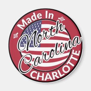 Íman Feito em Charlotte North Carolina EUA Flag