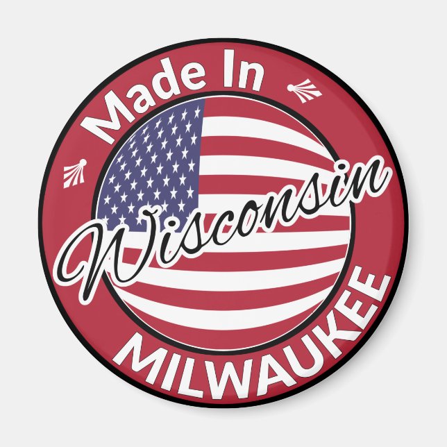 Íman Feito em Milwaukee Wisconsin Flag nos EUA (Frente)