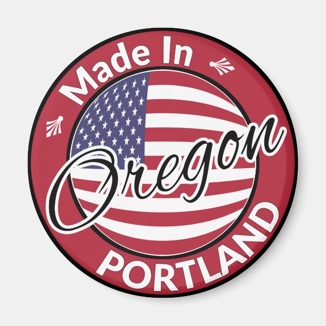 Íman Feito em Portland Oregon USA Flag (Frente)