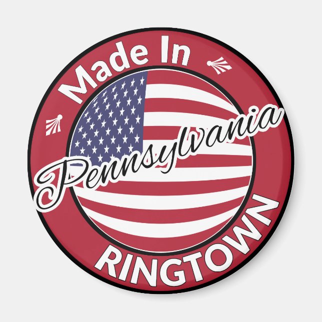 Íman Feito em Ringtown Pennsylvania USA Flag (Frente)