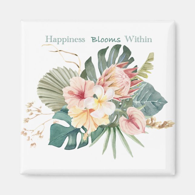 Íman Felicidade Blooms Dentro do Magnet Clássico (Frente)
