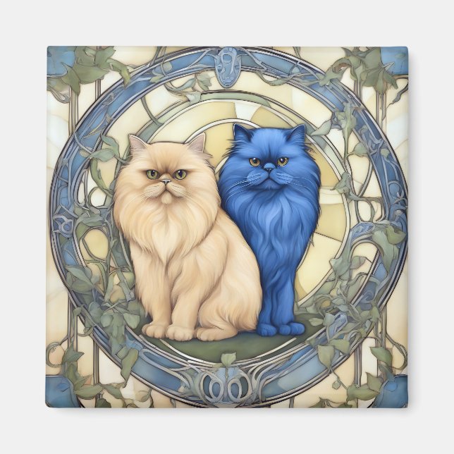Íman Feline Beauty persian cat art nouveau (Frente)