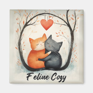 Íman Feline Cozy Snuggly Cats Kitten Love Art