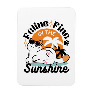 Íman Feline Fine no Sol - Gato Tropical Relaxado
