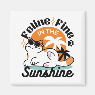 Íman Feline Fine no Sol - Gato Tropical Relaxado