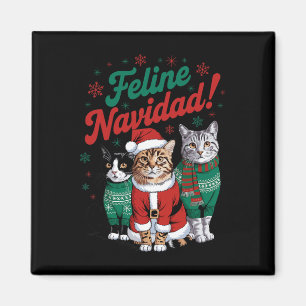 Íman Feline Navidad Funny Cat Feriado Natal Xmas Sa