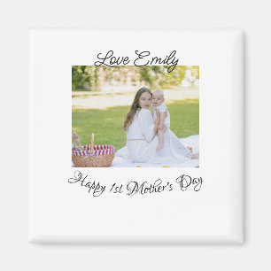 Íman feliz 1º dia das mães amor foto nome caligrafia
