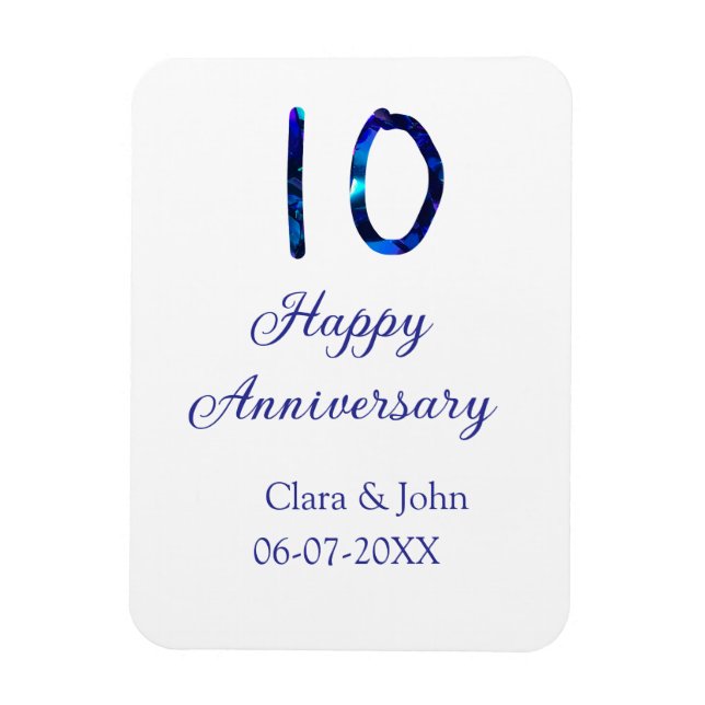 Íman Feliz 10º aniversário data de adição do nome da li (Vertical)