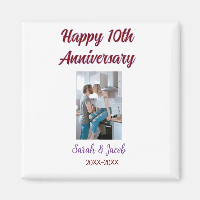 Íman Feliz 10º aniversário foto casal d (Frente)