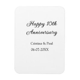Íman Feliz 10º aniversário, simples nome de casamento m