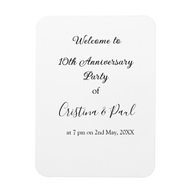 Íman Feliz 10º aniversário simples nome de casamento mi (Vertical)