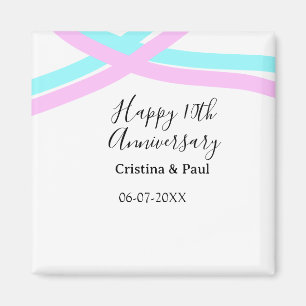 Íman Feliz 10º aniversário simples nome de casamento mi
