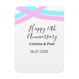 Íman Feliz 10º aniversário simples nome de casamento mi