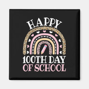 Íman Feliz 100º Dia Da Escola 100 Dias Leopard Rainbow